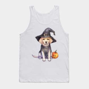 Watercolor Labrador Retriever Dog in Witch Hat Tank Top